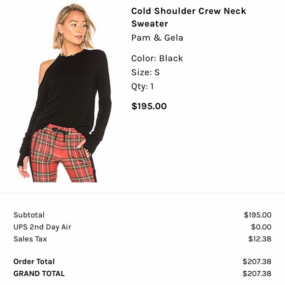 ❌SOLD❌NWT PAM & GELA COLD SHOULDER CREW NECK SWEATER - Picture 2 of 2